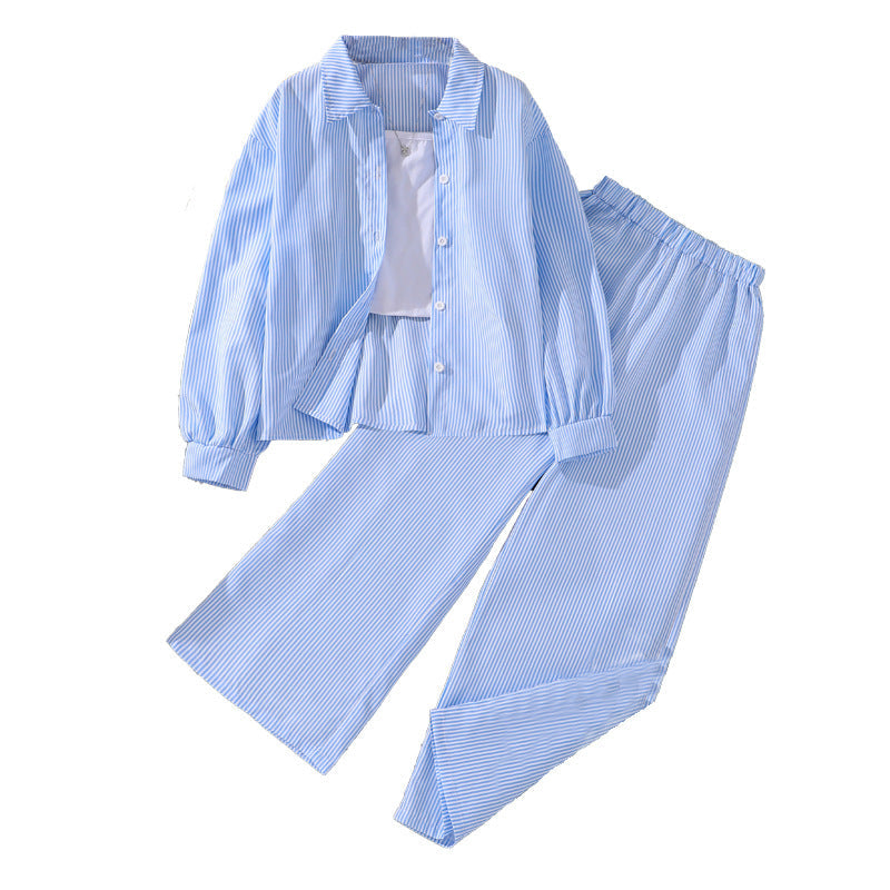 Kids Striped Two Piece Set | Spring Long Sleeve Shirt + Pants