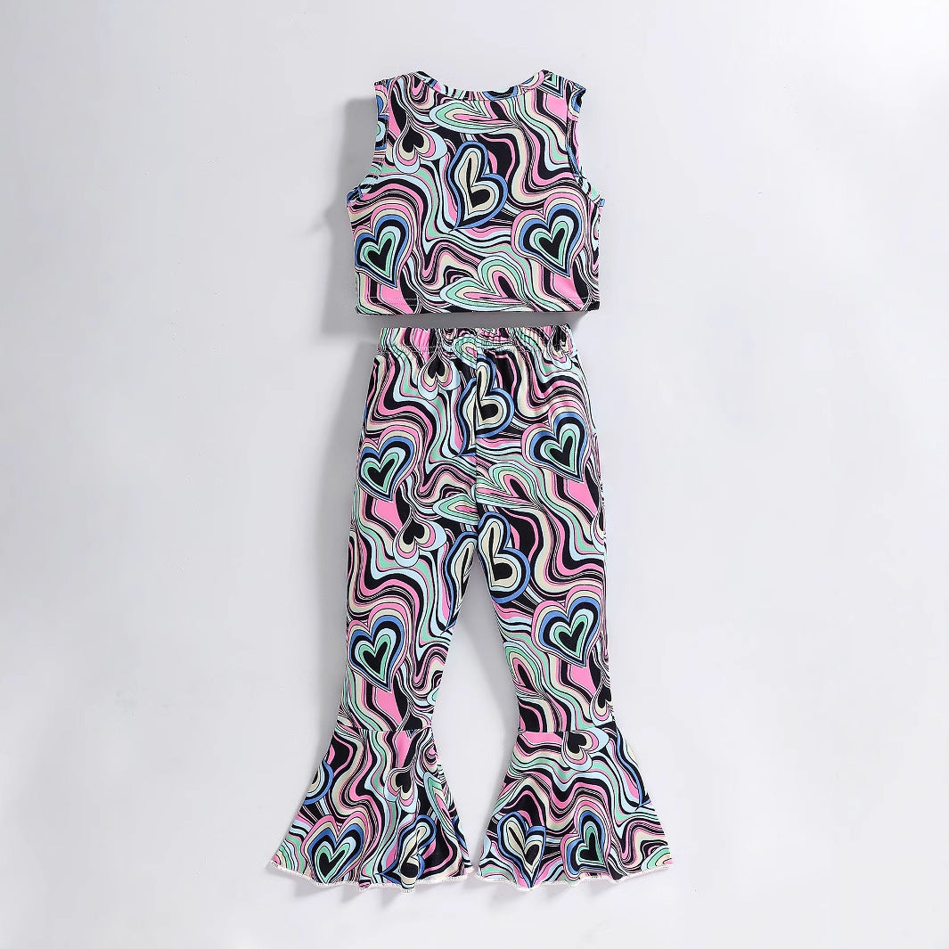 The Retro-Rhythm | Girls’ "High-Street" Printed Flared Trousers