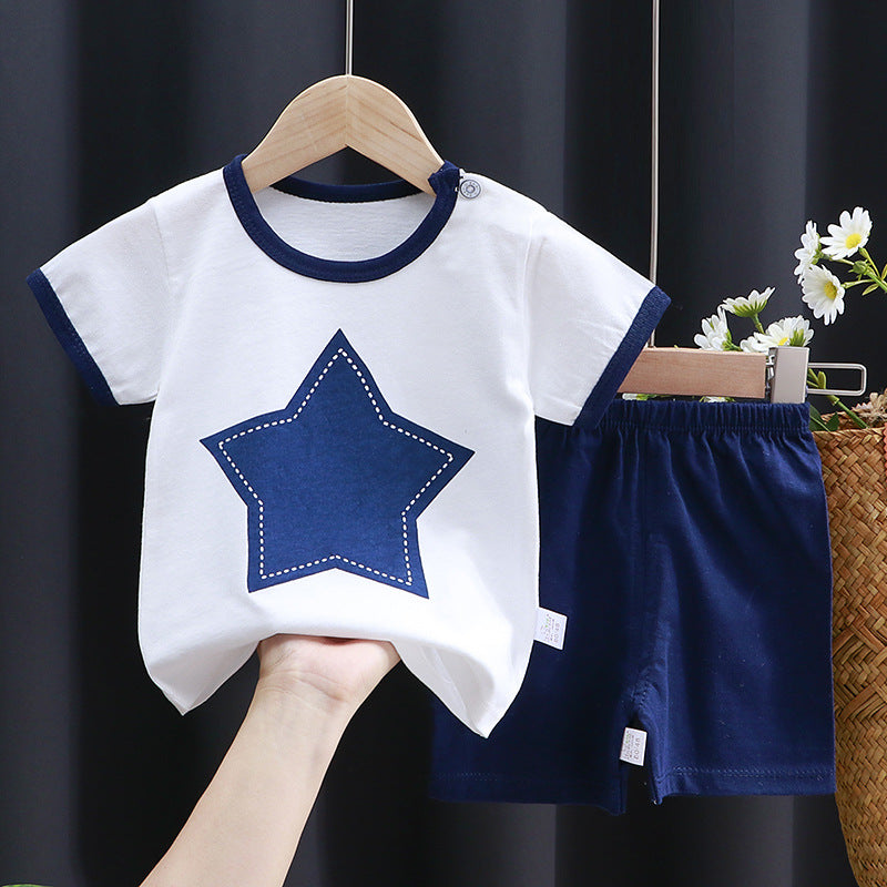 Kids Pure Cotton Summer Set - Breathable Korean Fashion Short-Sleeve Outfit