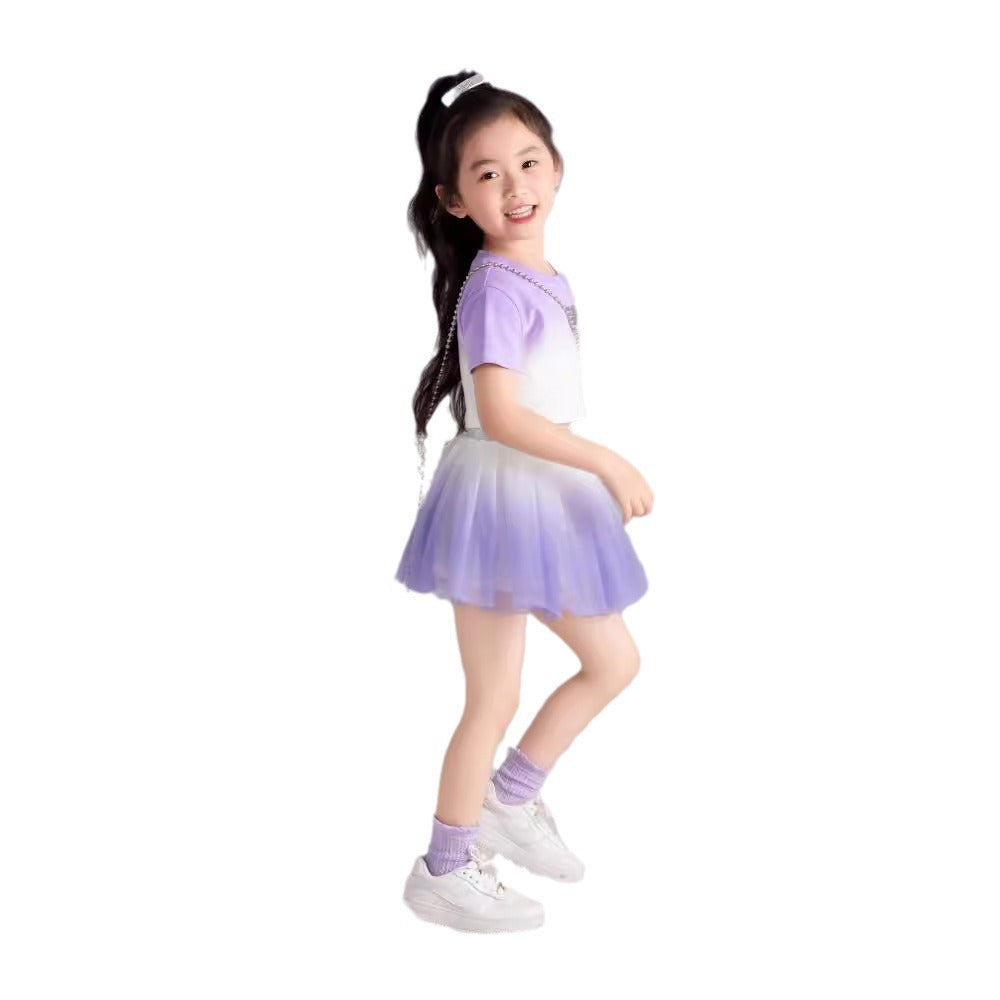 The Ethereal Tutu | Girls’ Mesh Ballerina Tee & Skirt Two-Piece Set