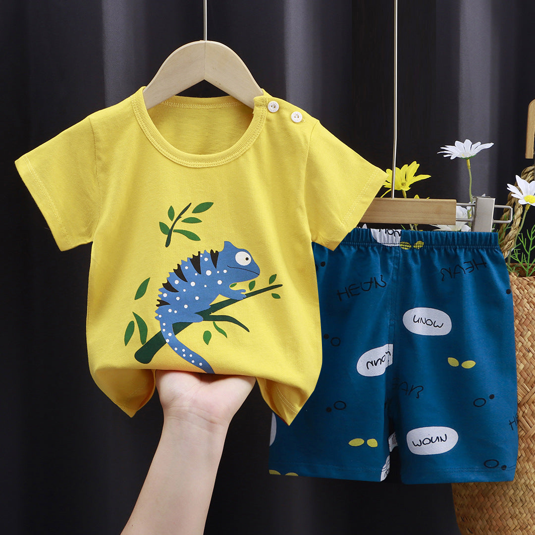 Kids Pure Cotton Summer Set - Breathable Korean Fashion Short-Sleeve Outfit