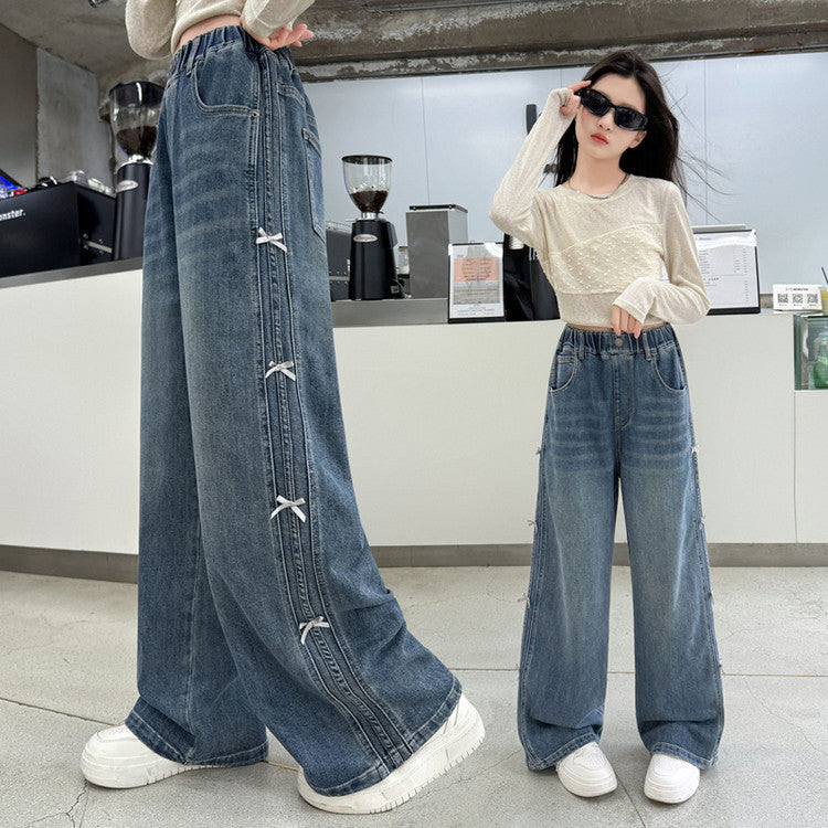 The Metro Flare | Girls' Versatile Wide-Leg Denim Trousers