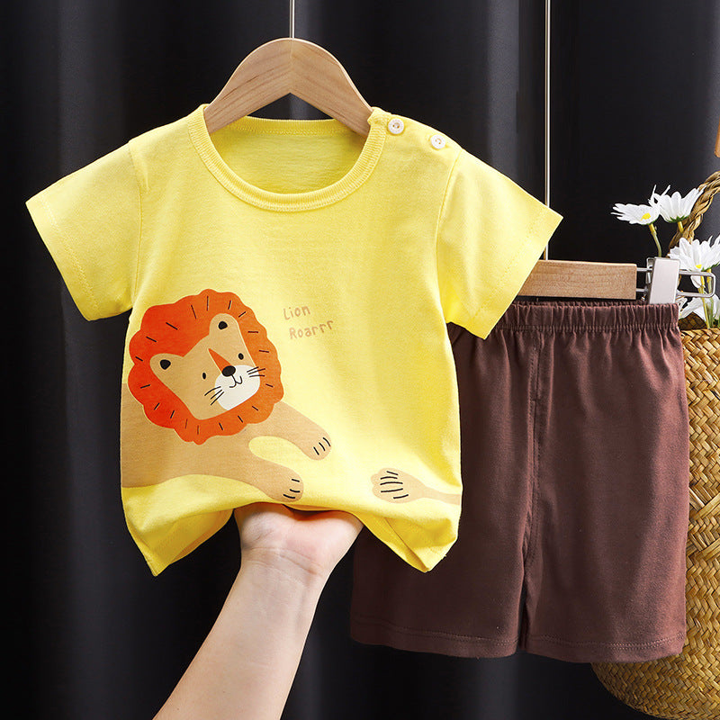 Kids Pure Cotton Summer Set - Breathable Korean Fashion Short-Sleeve Outfit