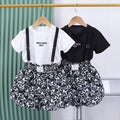 The Urban-Luxe | Girls’ "Letter-Link" Letter Print Strap Shorts Set