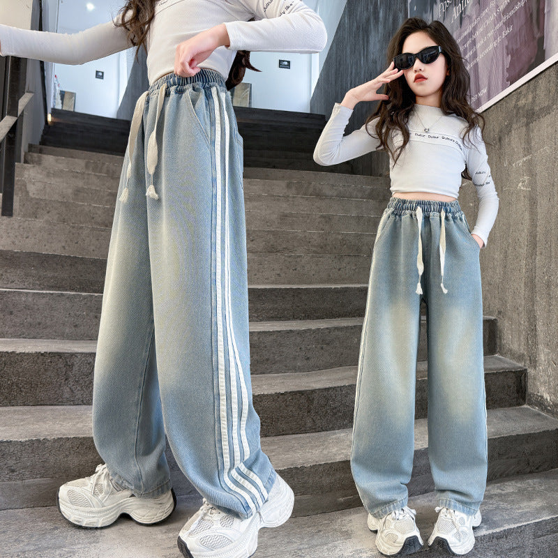The Urban Tigress | 2026 Korean-Style Wide-Leg Striped Jeans