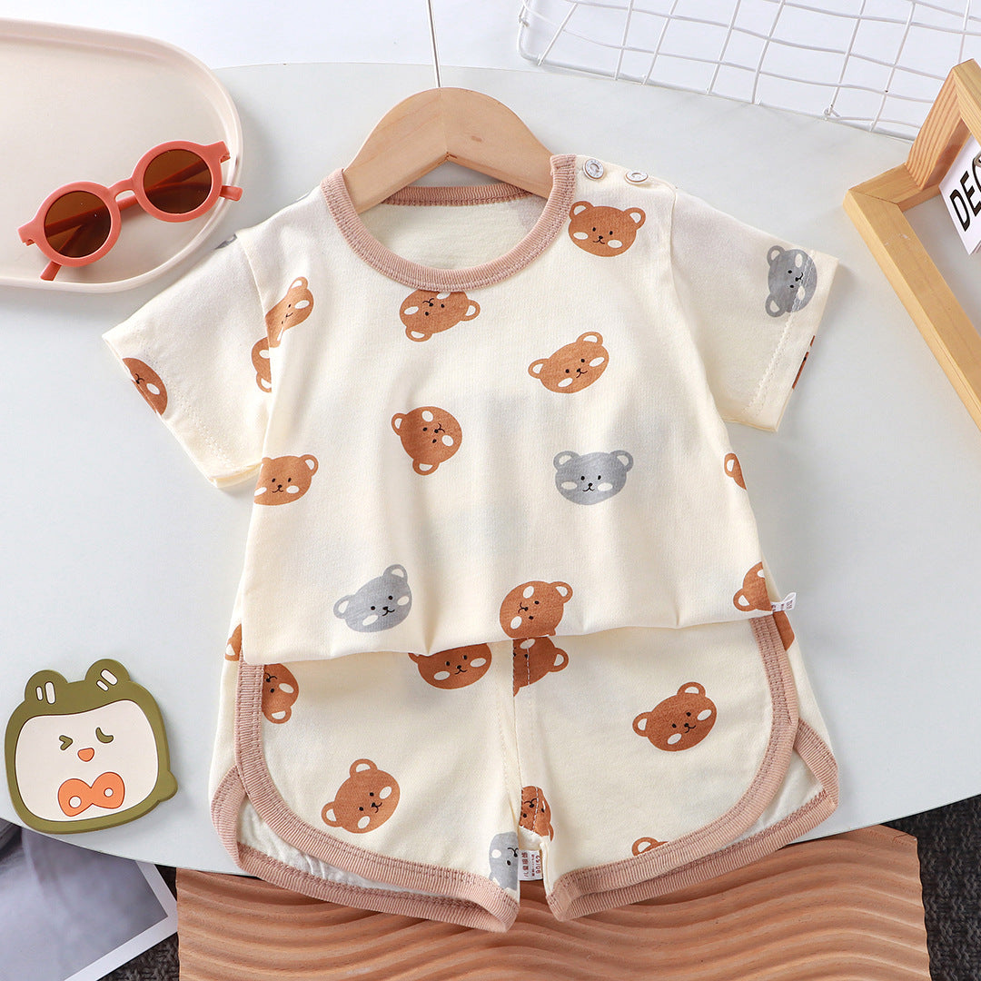 Kids Pure Cotton Summer Set - Breathable Korean Fashion Short-Sleeve Outfit