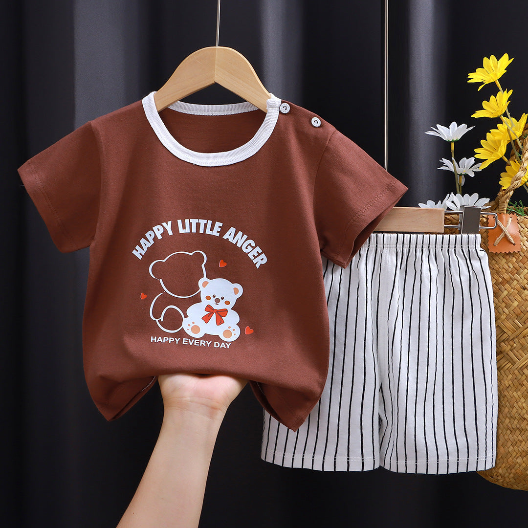 Kids Pure Cotton Summer Set - Breathable Korean Fashion Short-Sleeve Outfit