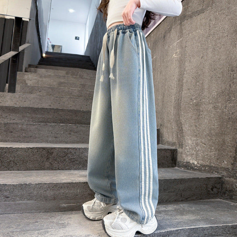 The Urban Tigress | 2026 Korean-Style Wide-Leg Striped Jeans