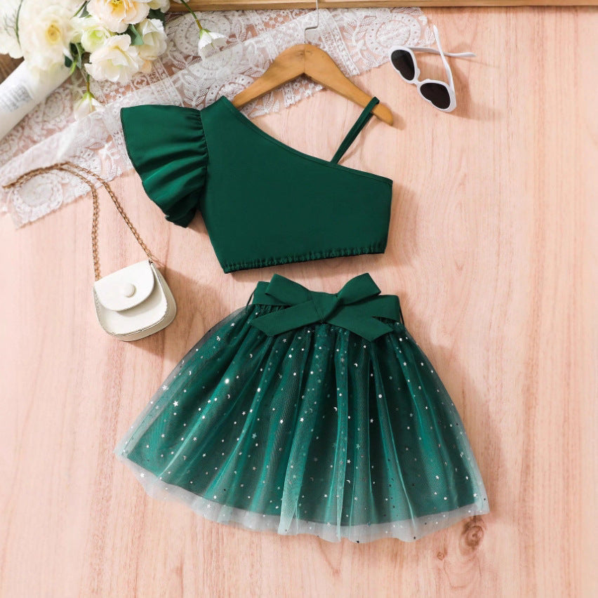Girls Starry Ombre Set - Flying Sleeve Princess Outfit
