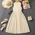 Girls Pleated Sleeveless Long Dress — Summer