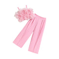 Runway Luxe | Girls 3-D Flower Strapless Top & Slim Suit Pants Set