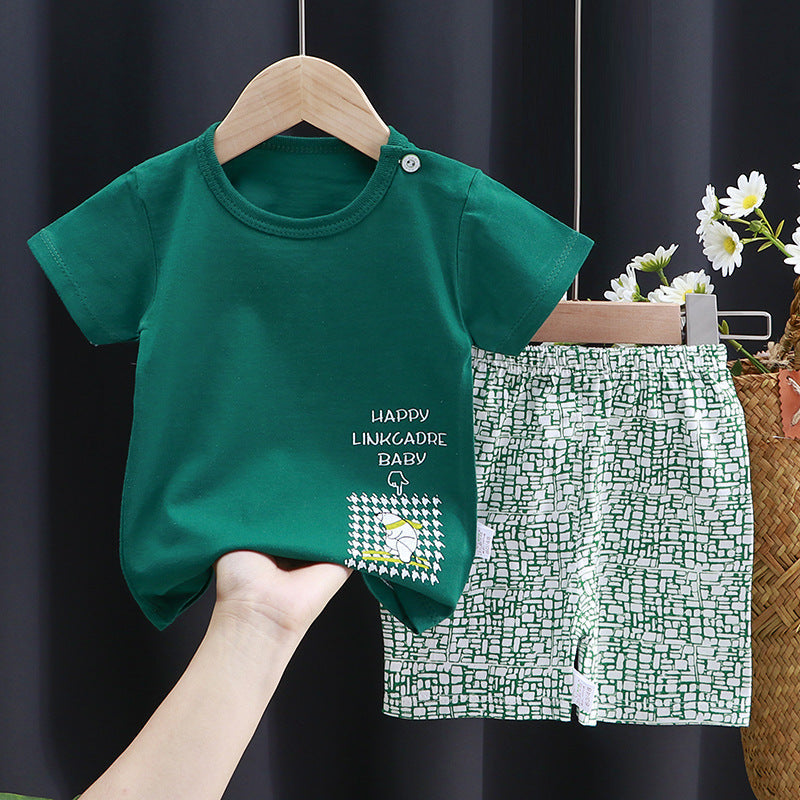 Kids Pure Cotton Summer Set - Breathable Korean Fashion Short-Sleeve Outfit