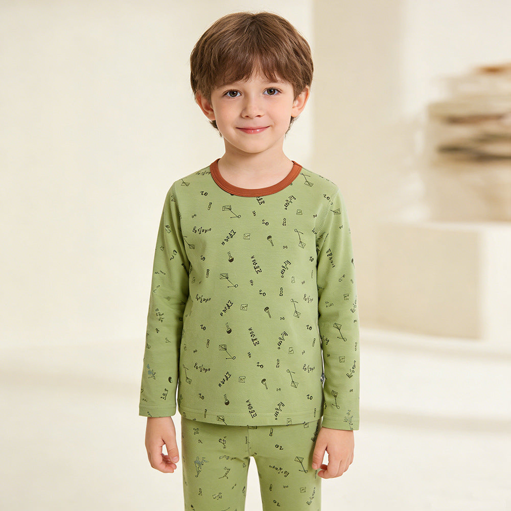 The Little Prince Children's long johns set pure cotton boys Lycra pajamas girls loungewear baby thermal clothes children's underwear