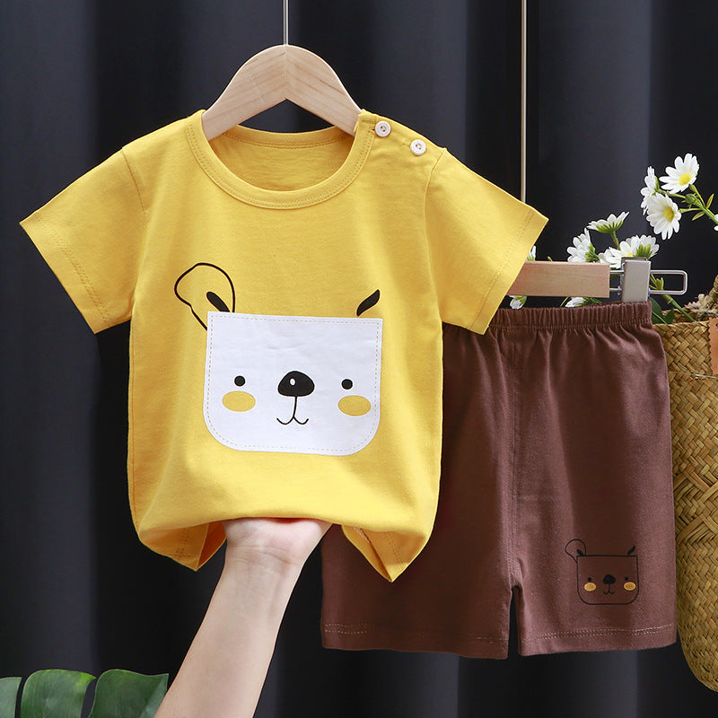 Kids Pure Cotton Summer Set - Breathable Korean Fashion Short-Sleeve Outfit