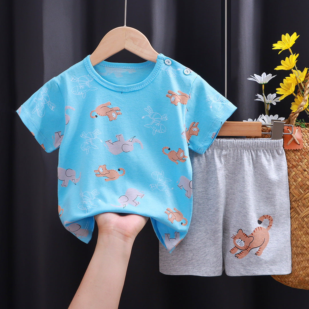 Kids Pure Cotton Summer Set - Breathable Korean Fashion Short-Sleeve Outfit