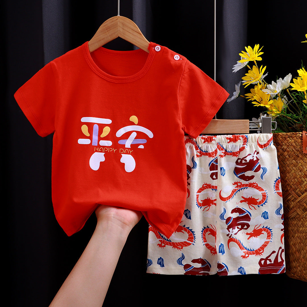 Kids Pure Cotton Summer Set - Breathable Korean Fashion Short-Sleeve Outfit