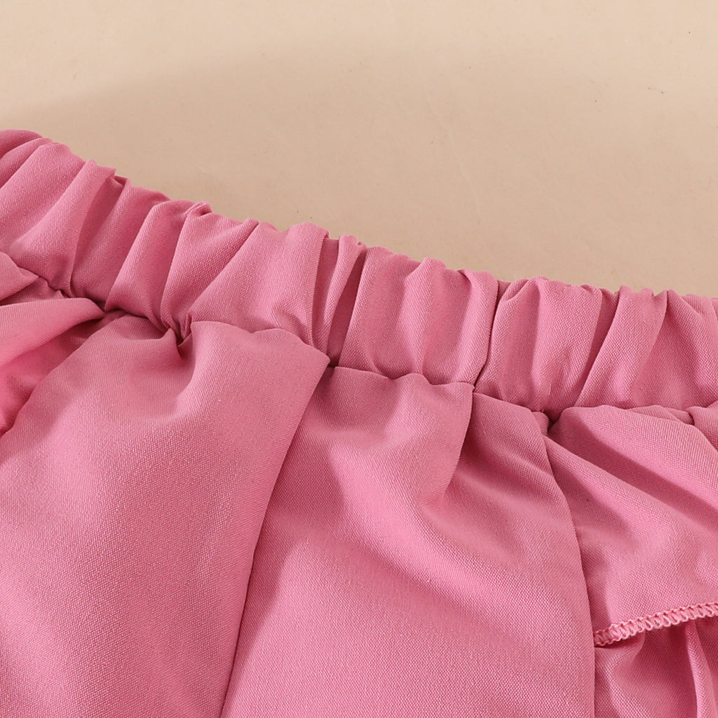 The Pearl Promenade | Baby Girl Ruffle Beaded Top & Multi-Layered Shorts Set
