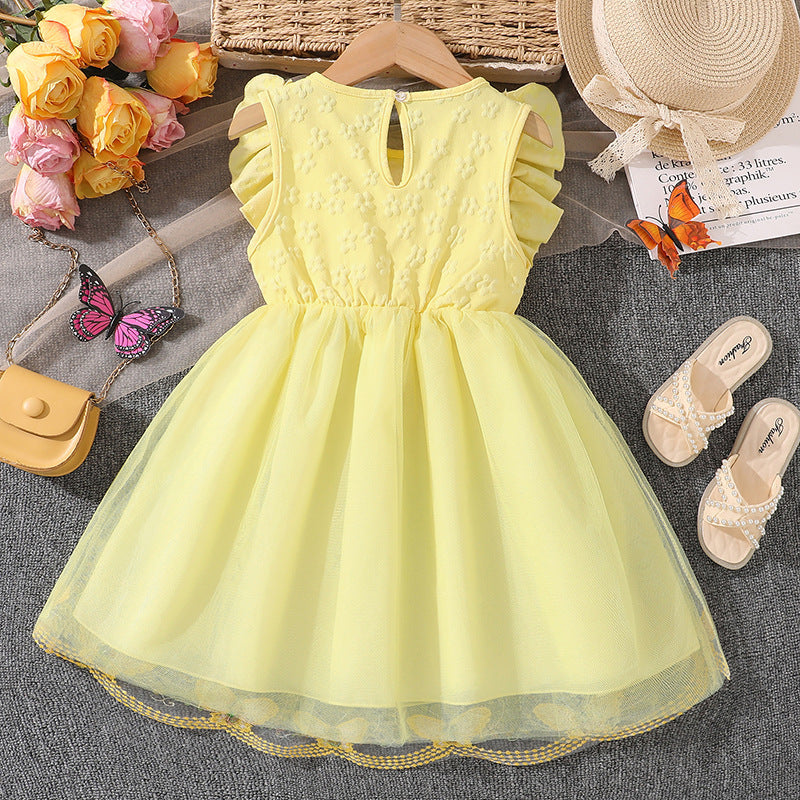 Girls Sleeveless Lace Princess Dress | Summer Sweet Mesh Tutu Dress