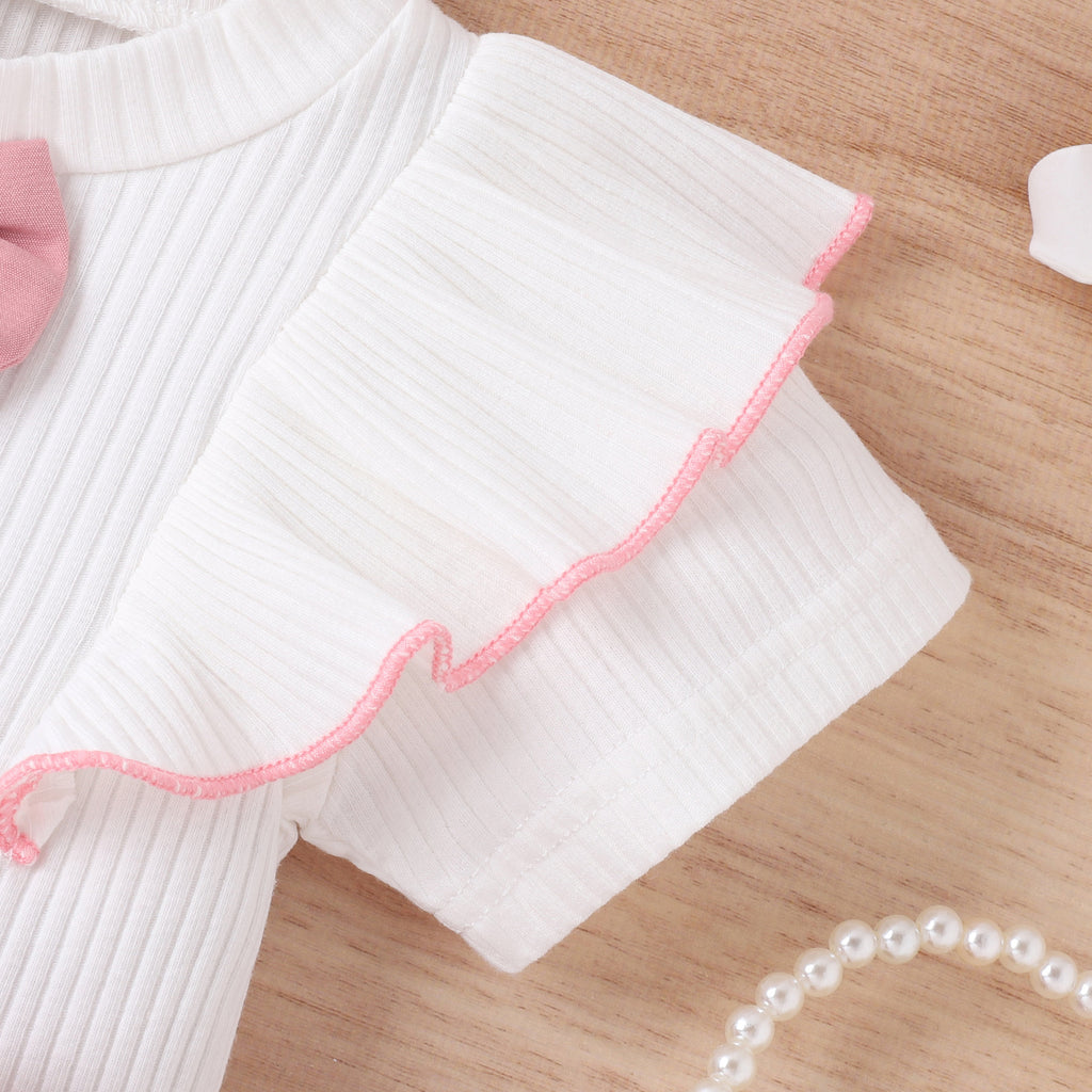 The Minimalist Muse | Girls’ White Flare Top & Tailored Shorts 2-Piece Set
