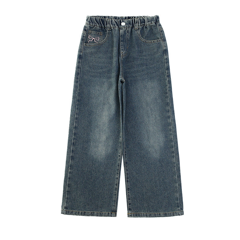 The Velour Voyager | Girls' Wide-Leg Velvet Denim Trousers
