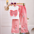 Urban Pixie | Girls Sleeveless Bow Top & Ripped Denim Jeans Set