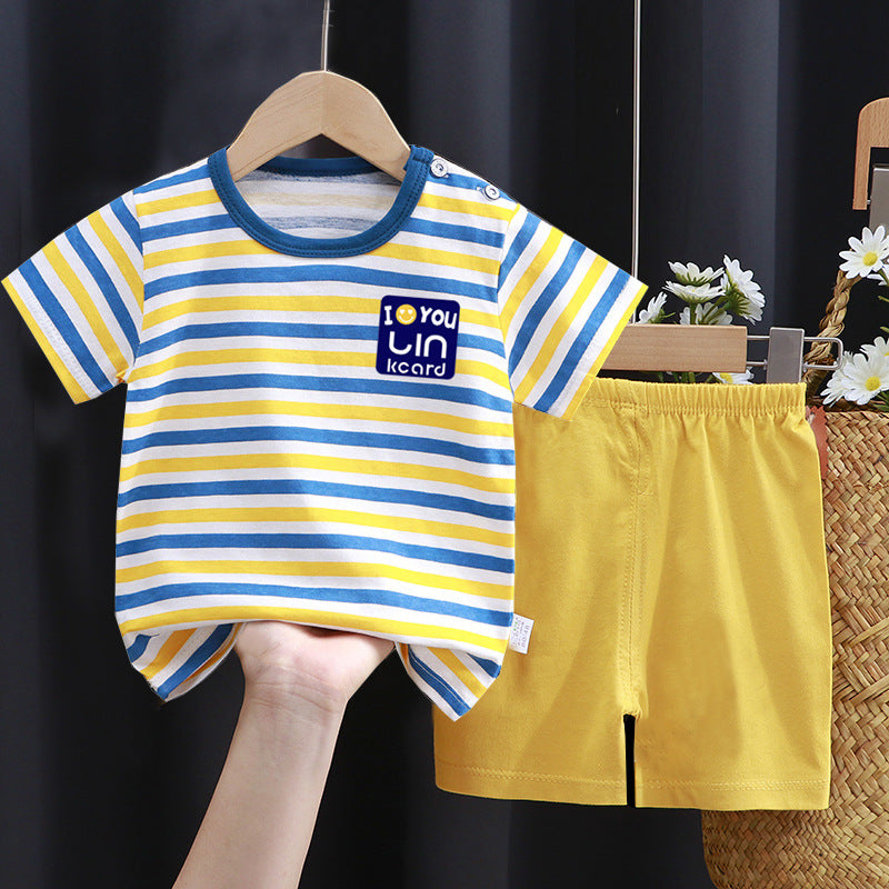 Kids Pure Cotton Summer Set - Breathable Korean Fashion Short-Sleeve Outfit
