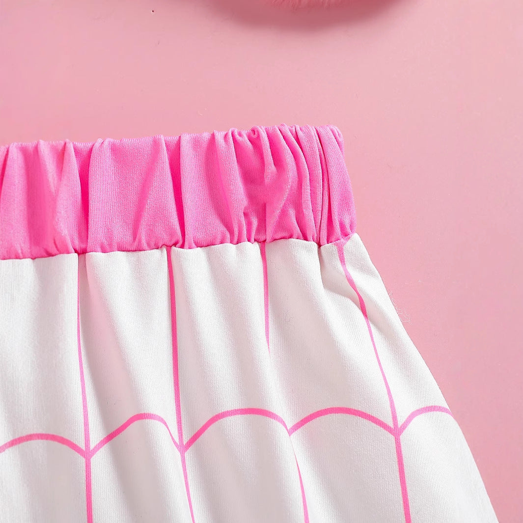 The Preppy-Pulse | Girls’ 2026 "College-Style" T-Shirt & Plaid Skirt Set