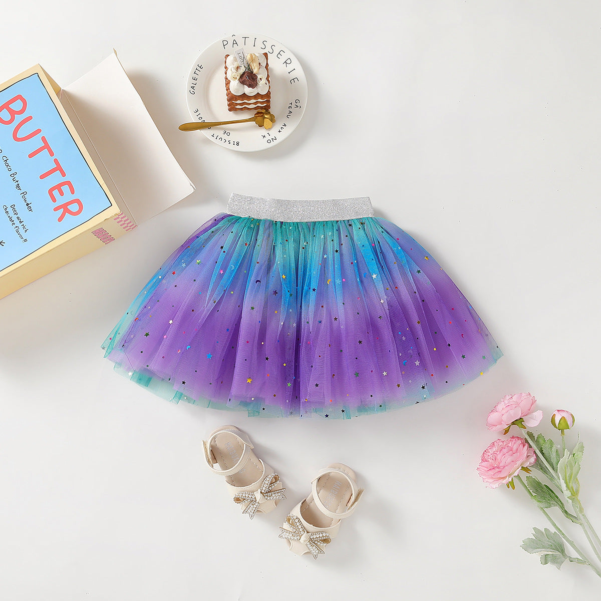 The Heritage Haze | Girls’ Spring/Autumn Layered Mesh Pleated Skirt