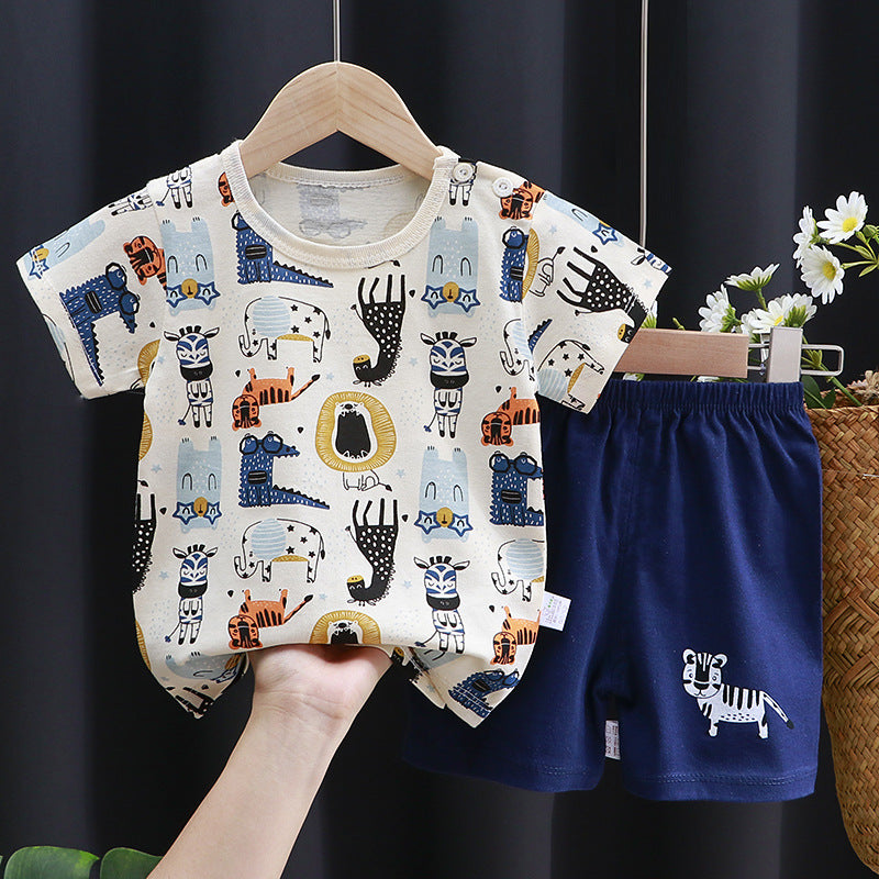 Kids Pure Cotton Summer Set - Breathable Korean Fashion Short-Sleeve Outfit