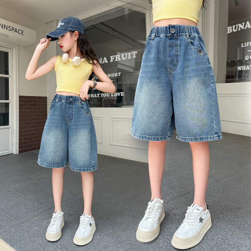The Coastal Breeze | Girls’ Wide-Leg Denim Culottes