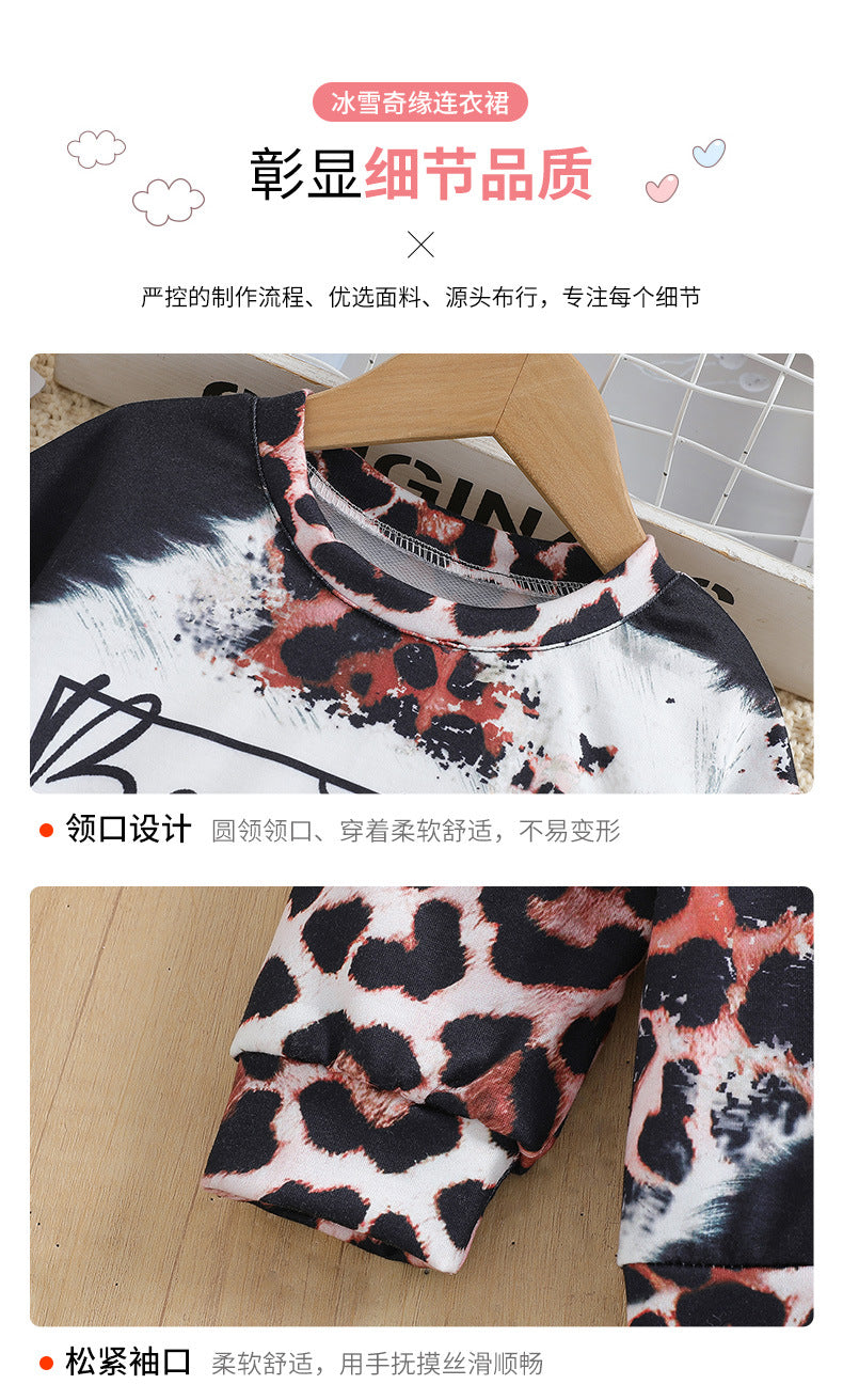The Alpha-Wild | Girls’ Alphabet Leopard Print Sweater & Jogger Set