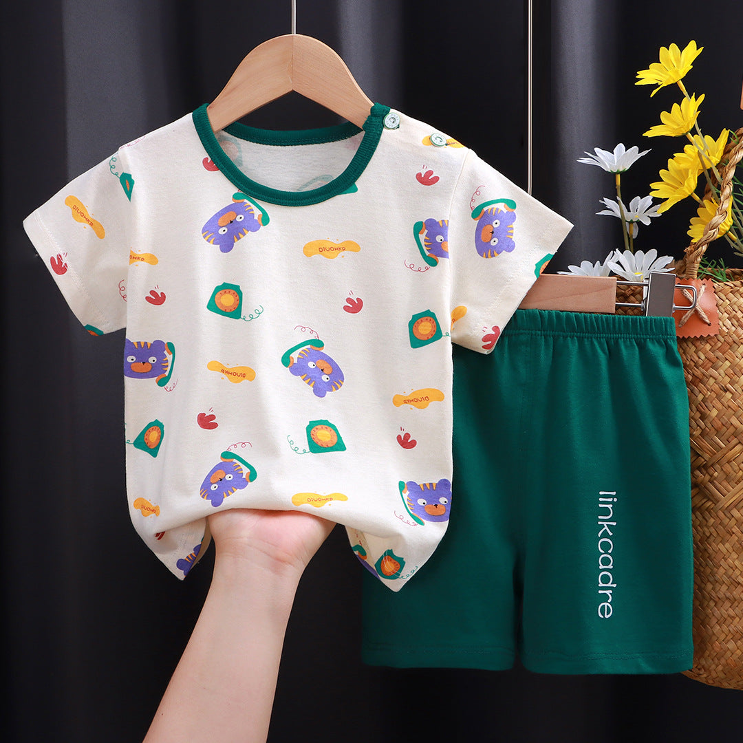 Kids Pure Cotton Summer Set - Breathable Korean Fashion Short-Sleeve Outfit