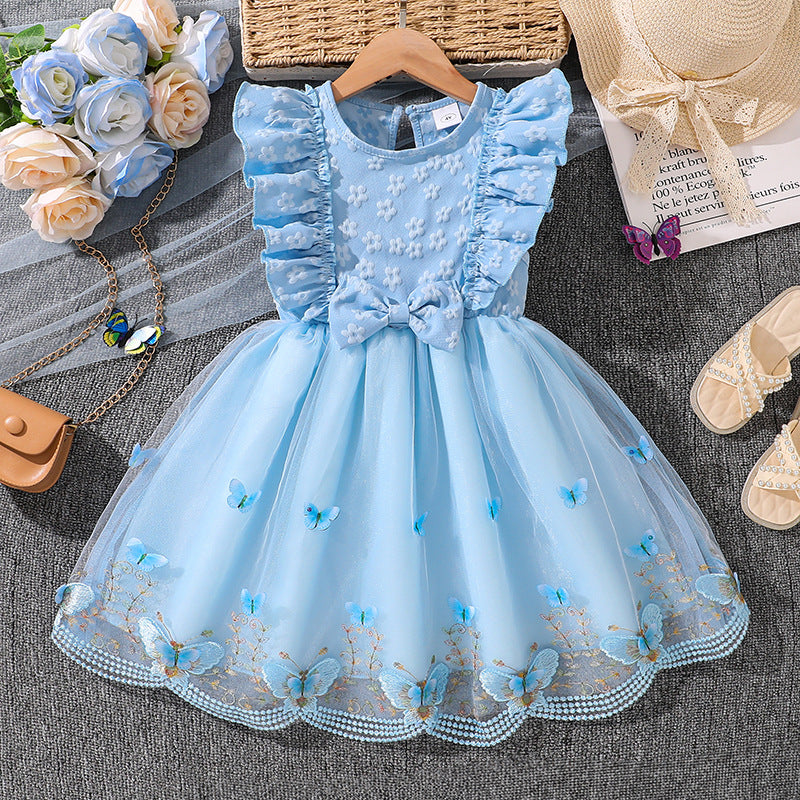 Girls Sleeveless Lace Princess Dress | Summer Sweet Mesh Tutu Dress