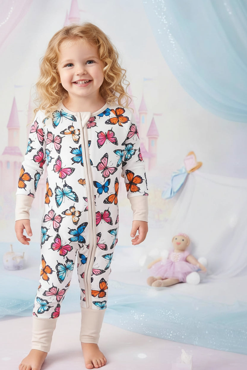 The Painted Wing | Bamboo Fiber Butterfly Zip Onesie