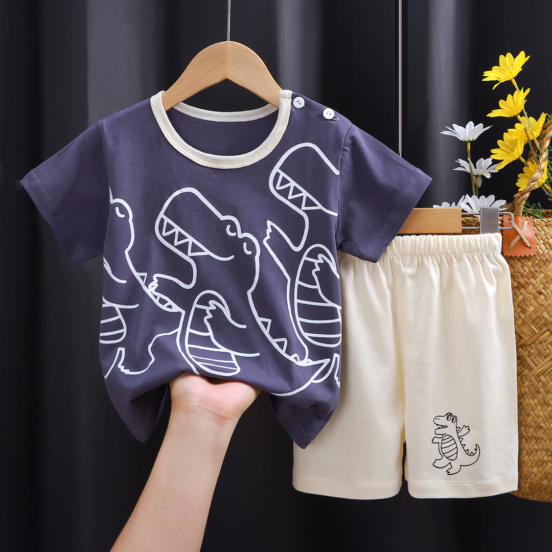 Kids Pure Cotton Summer Set - Breathable Korean Fashion Short-Sleeve Outfit