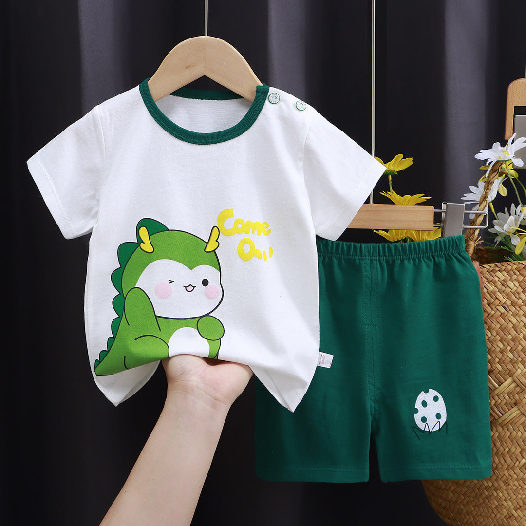Kids Pure Cotton Summer Set - Breathable Korean Fashion Short-Sleeve Outfit