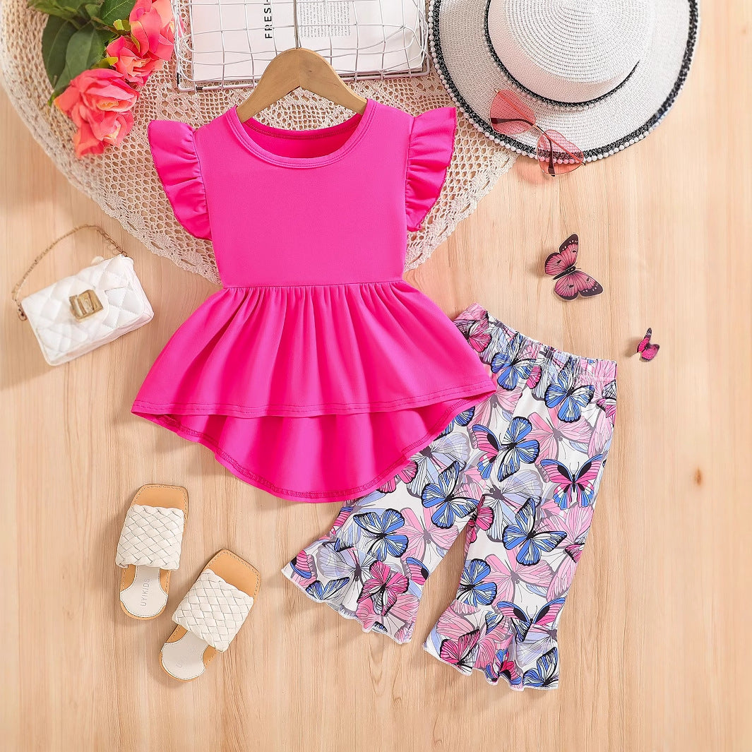 The Flora-Float | Girls’ 2026 "Doll-Style" Flying Sleeve & Floral Legging Set