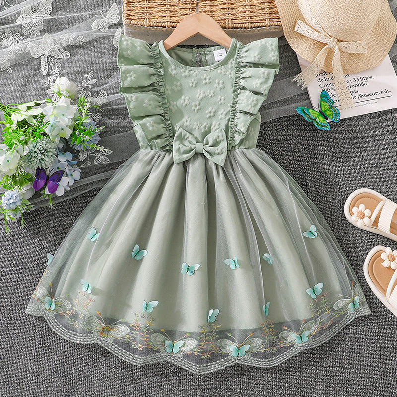 Girls Sleeveless Lace Princess Dress | Summer Sweet Mesh Tutu Dress
