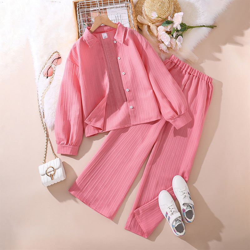 Modern Prep | Girls Collared Long-Sleeve Shirt & Tailored Pants Set