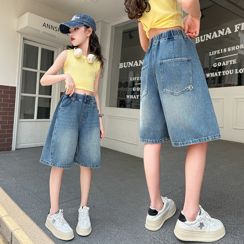 The Coastal Breeze | Girls’ Wide-Leg Denim Culottes