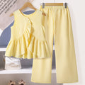 Urban Sailor | Girls Striped Ruffle Top & Wide-Leg Pants Summer Set
