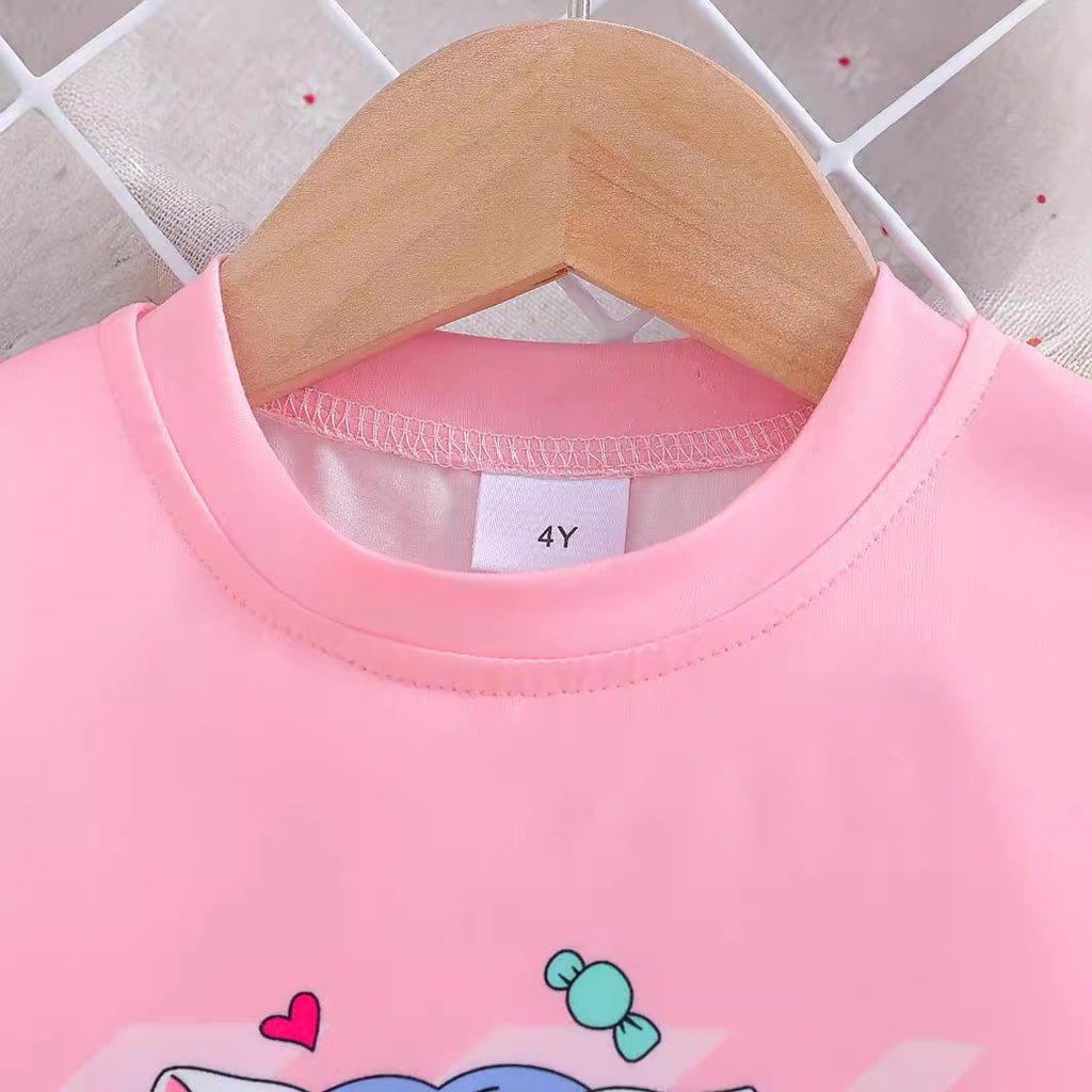 The Whimsy-Street | Girls’ 2026 "Tide" Cartoon Printed Two-Piece Set