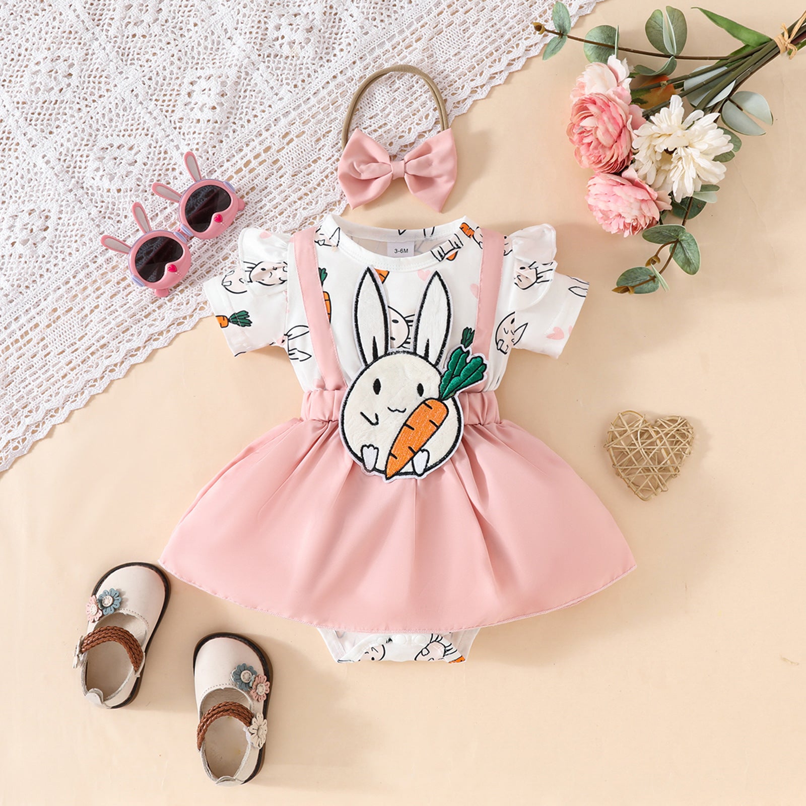 The Holiday Darling | Baby Girl Easter Faux-Sling Triangle Romper