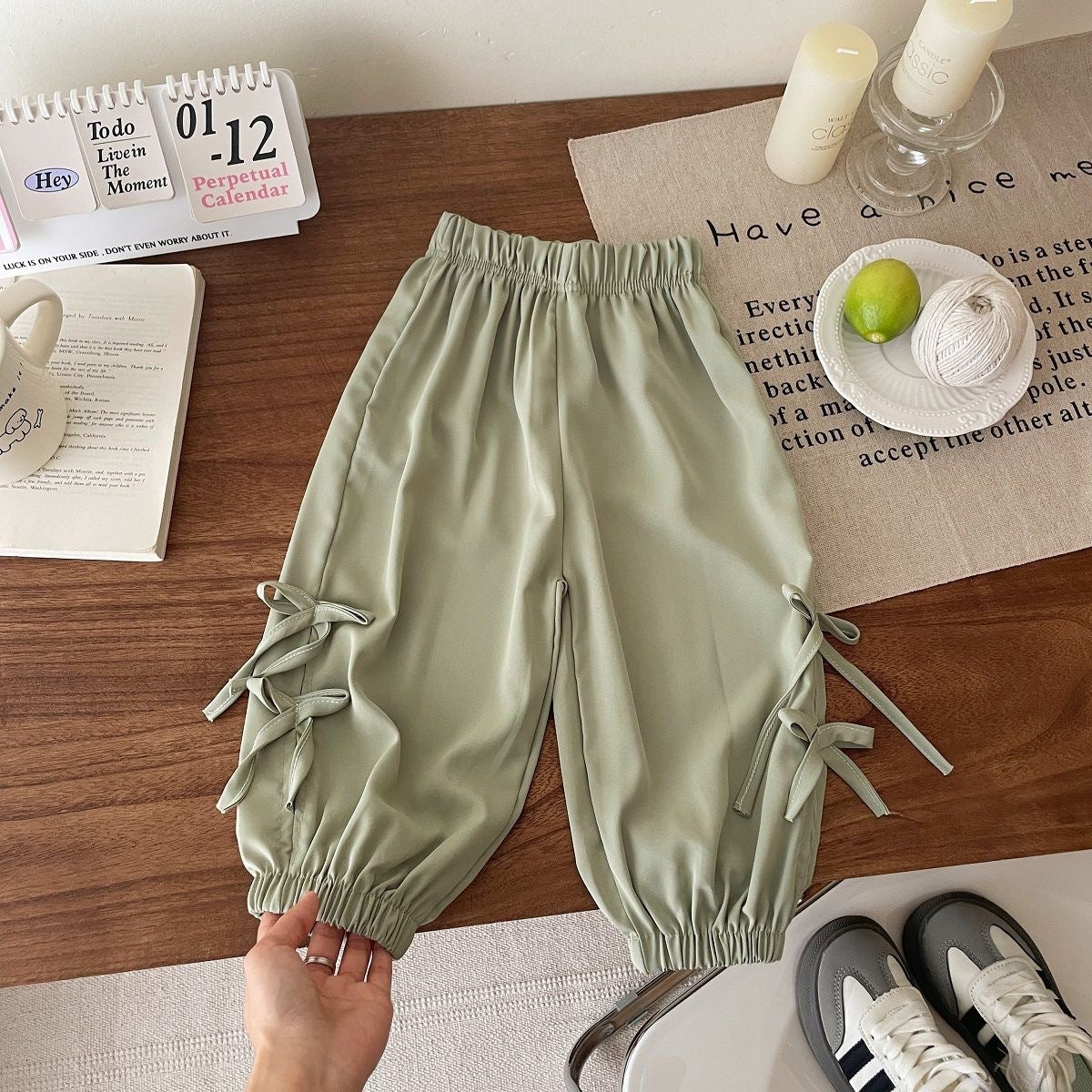 Girls Bow Bloomers Summer Pants | Medium Children Loose Casual Trousers