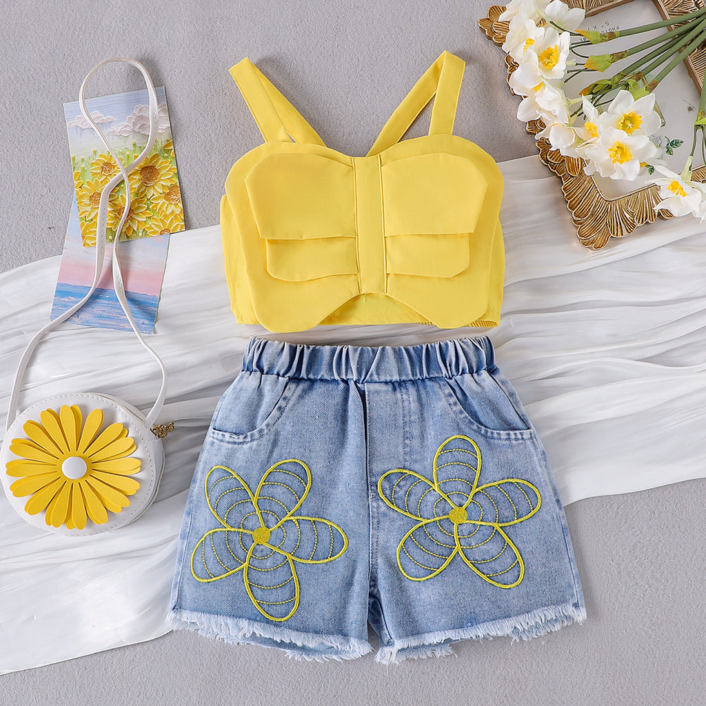 Island Oasis | Girls Floral Sling Vest & Shorts Two-Piece Set