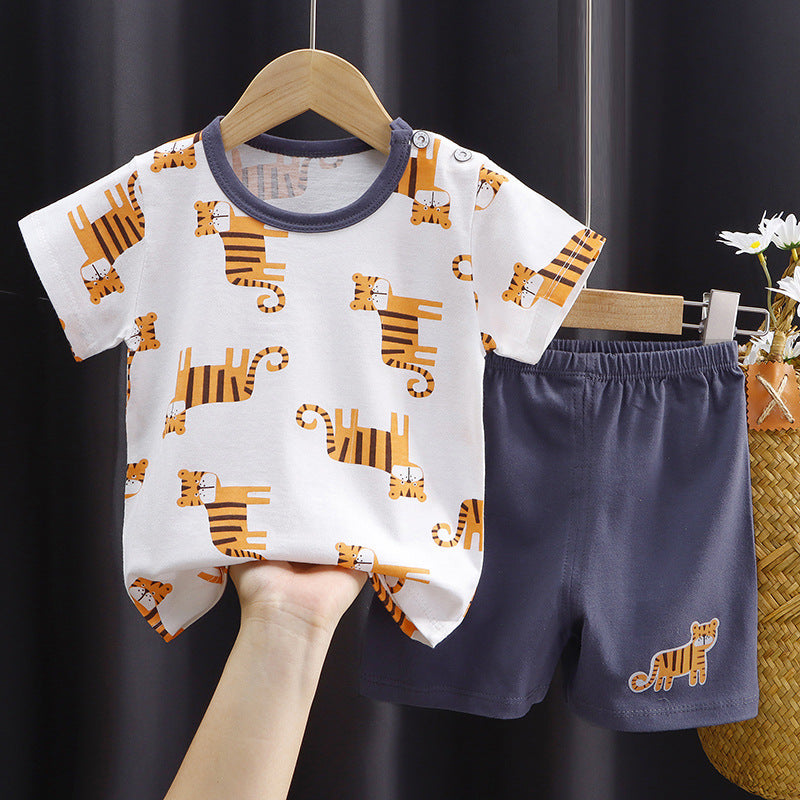 Kids Pure Cotton Summer Set - Breathable Korean Fashion Short-Sleeve Outfit