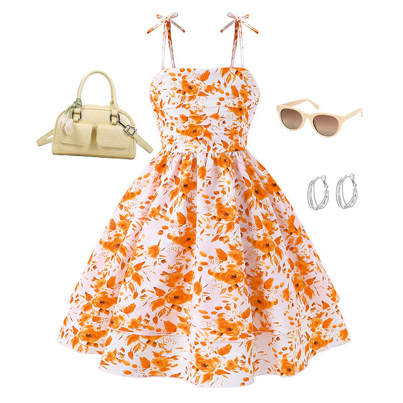 Girls Bow Suspender Princess Dress | 2026 Summer Strap Dress