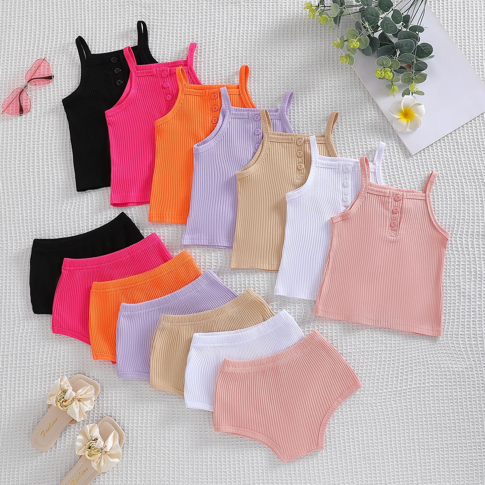 The Zen Minimalist | Gender-Neutral Solid Suspender & Shorts 2-Piece Set