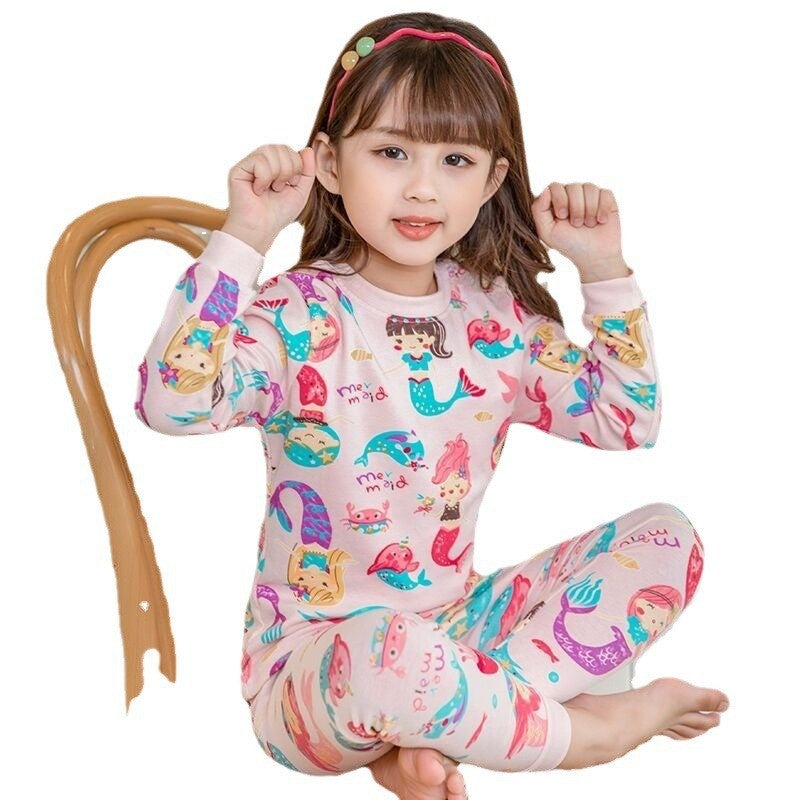 The Coral-Dream | Girls’ "Mermaid" Thermal Cotton Loungewear Set