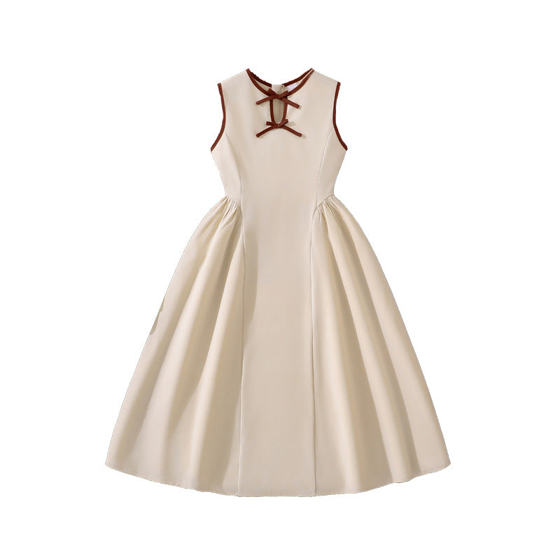Riviera Elegance | Girls Sleeveless Patchwork Waist Elegant Maxi Dress